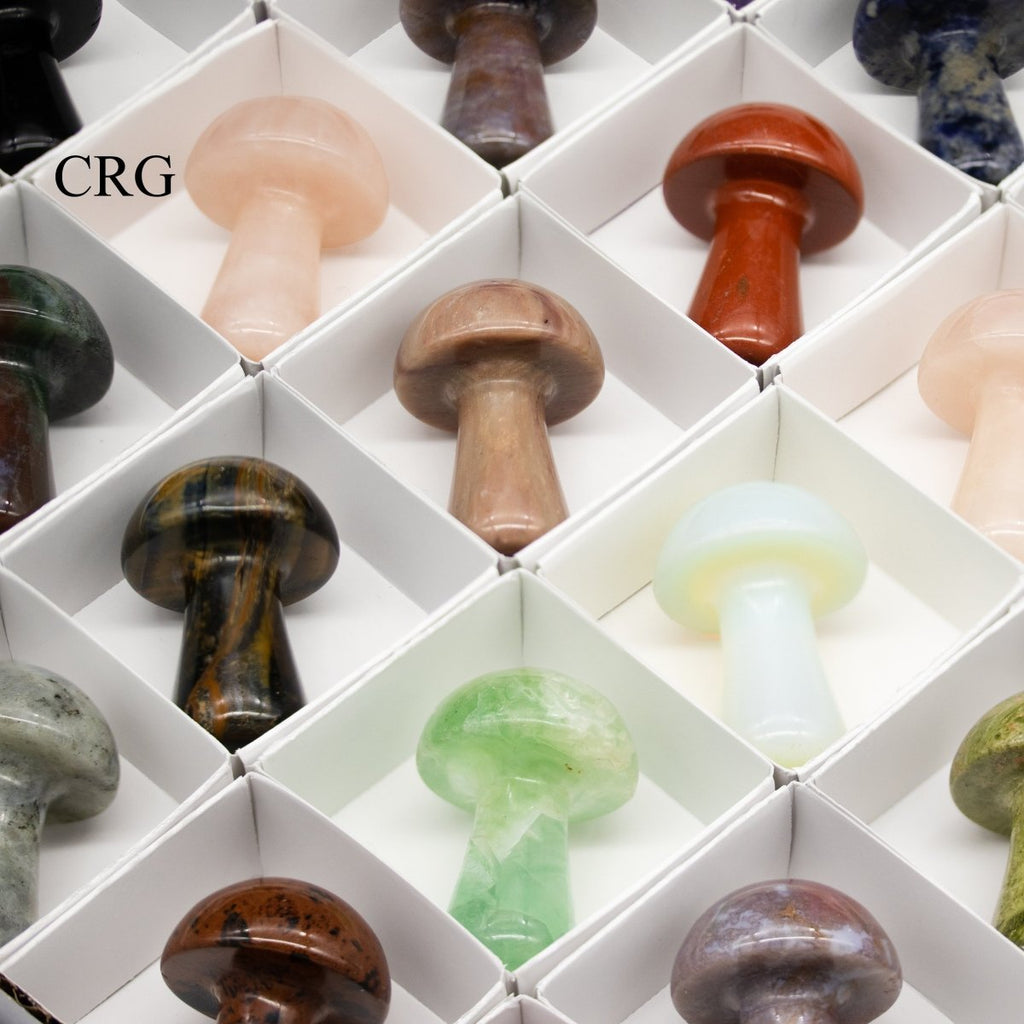 35 Piece Flat - Mixed Crystal Mushrooms / 5cm Avg