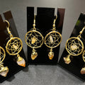 DreamCatcher Earrings Pair (Citrine Crystal)(Gold Plated)(Stainless Steel Hooks)