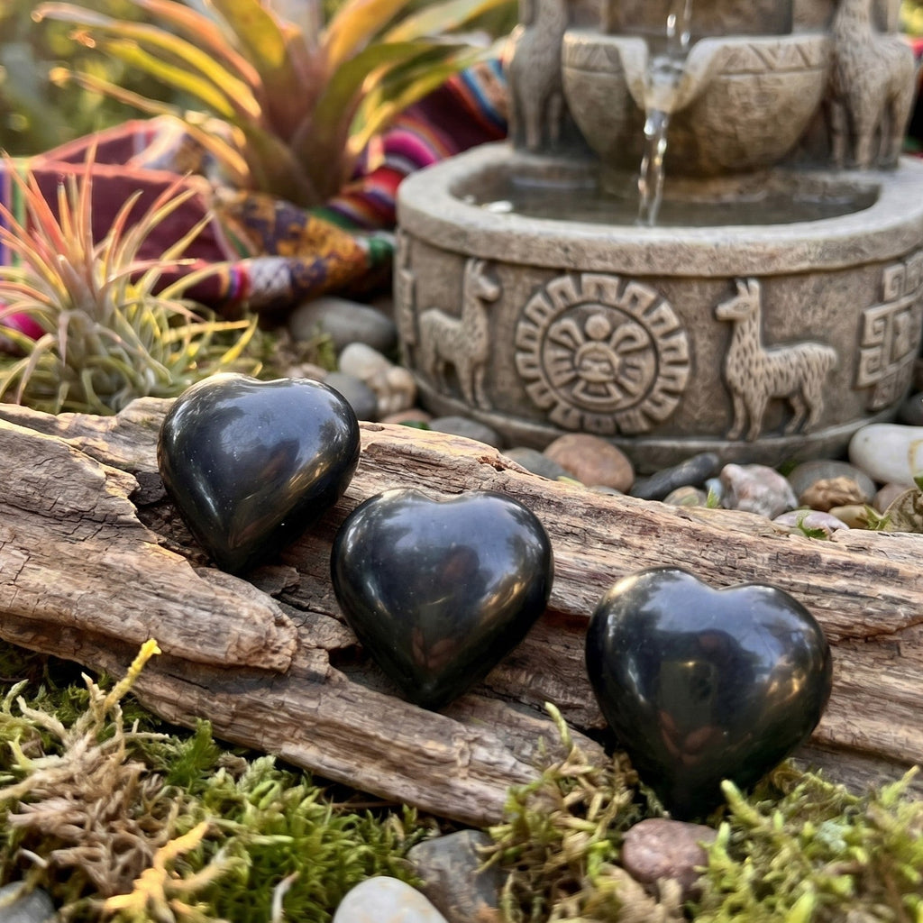 Black Onyx Puffy Heart Crystal Carving