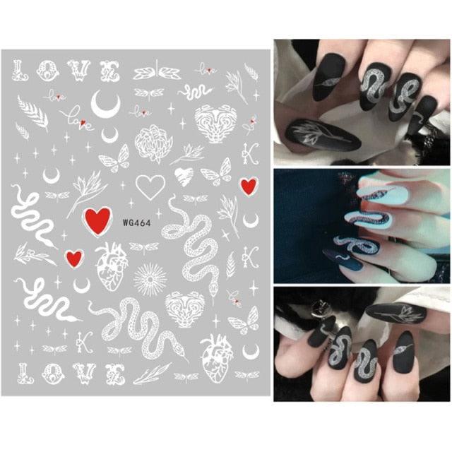3D Snake Design Nail Art Stickers Colorful Dragons Slider Decals Black Snake for Manicure Nail Art Decoration New Year Sticker Nail Manicures 3D Self-Adhesive Nail Art Tips Sliders for Women Girls Nail Decorations Manicure Decor Accessories