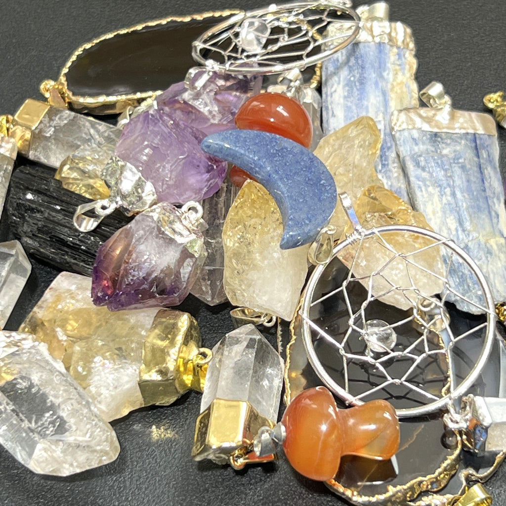 Clearance Sale Assorted Crystal Pendant Mystery Mix (10 pcs) Gift Set Wholesale Gemstone Jewelry Necklace