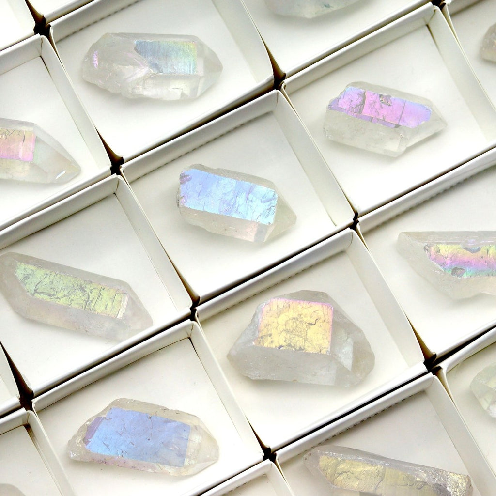 48 Piece Flat Angel Aura Quartz Points 1"-2" AVG