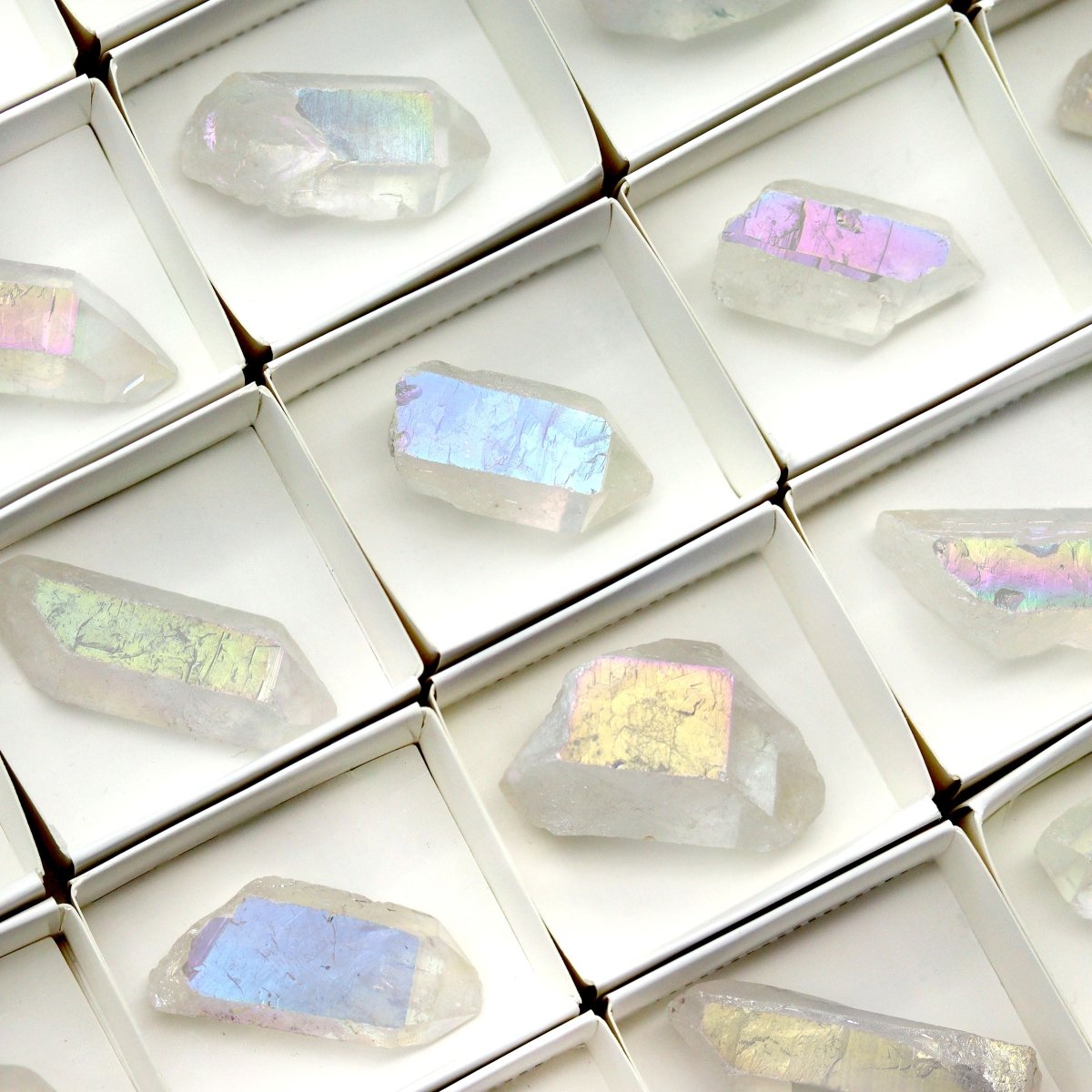 48 Piece Flat Angel Aura Quartz Points 1"-2" AVG