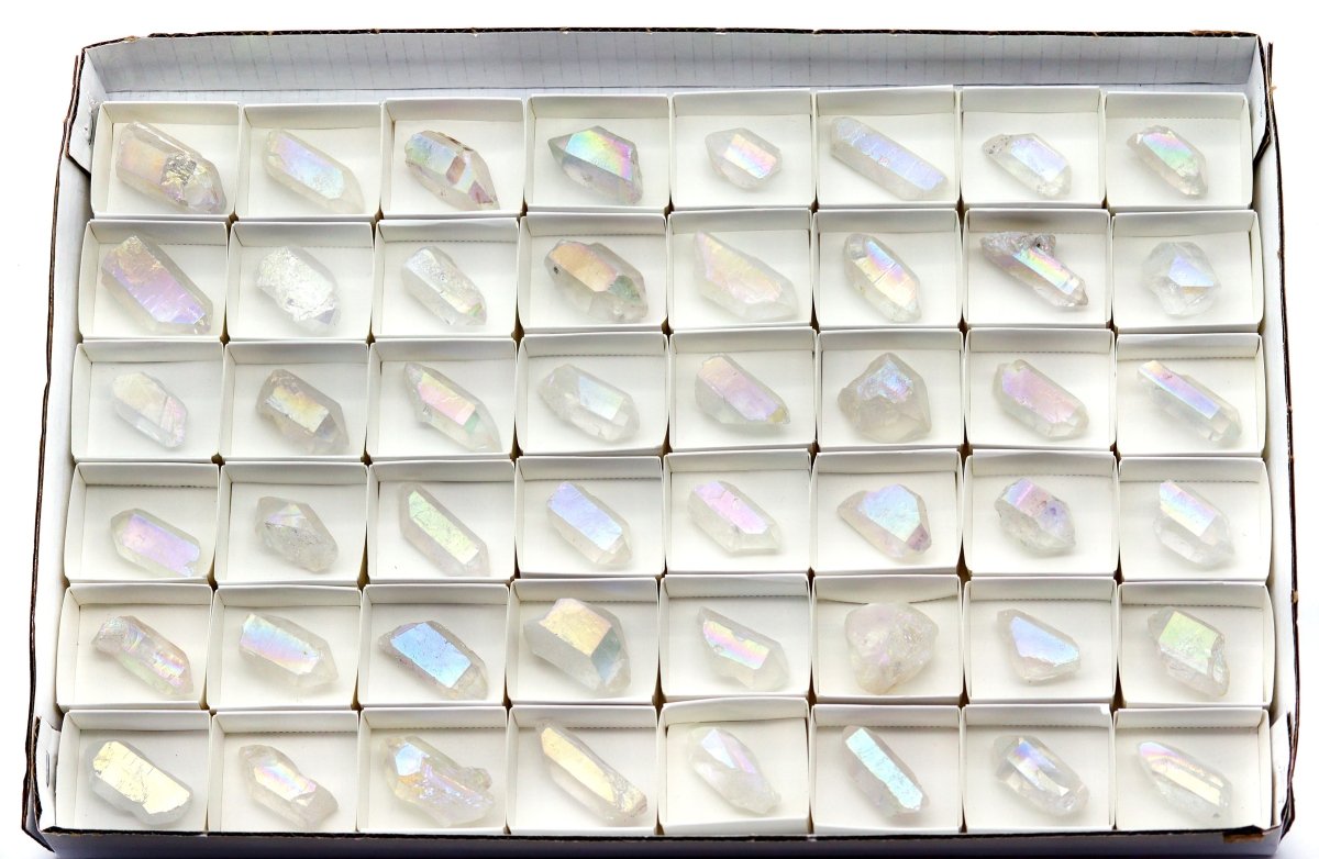 48 Piece Flat Angel Aura Quartz Points 1"-2" AVG