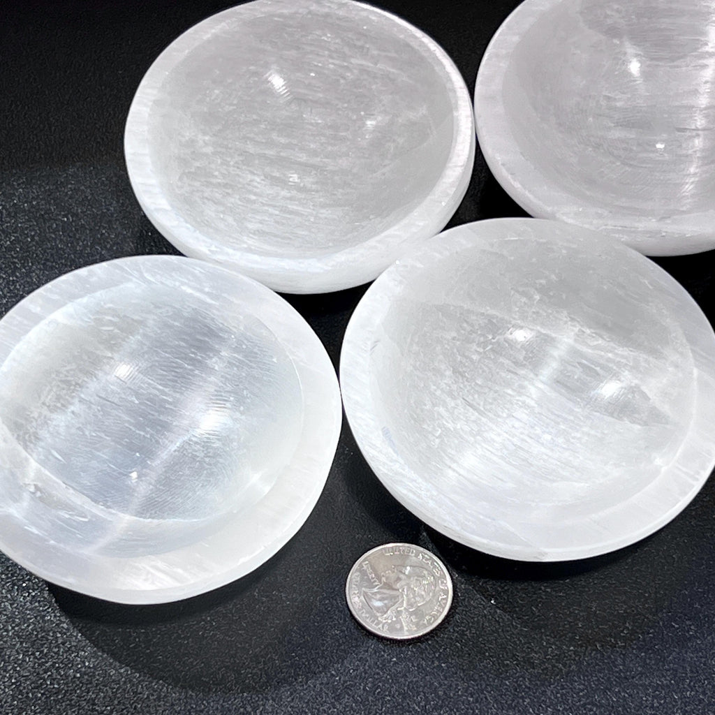 Selenite Satin Spar Crystal Bowl Carving (4 Inches)