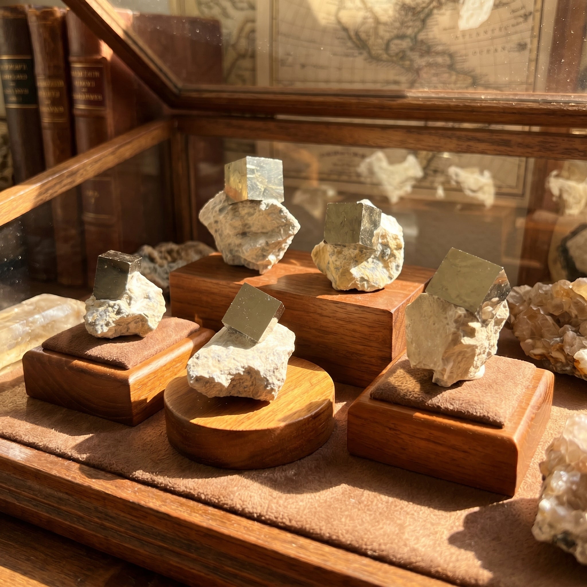 Golden Iron Pyrite Crystal Cubes In Rough Raw Matrix