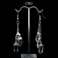 Clear Quartz Triple Point Earrings with Silver Plating (2 Inches) (1 Pair)