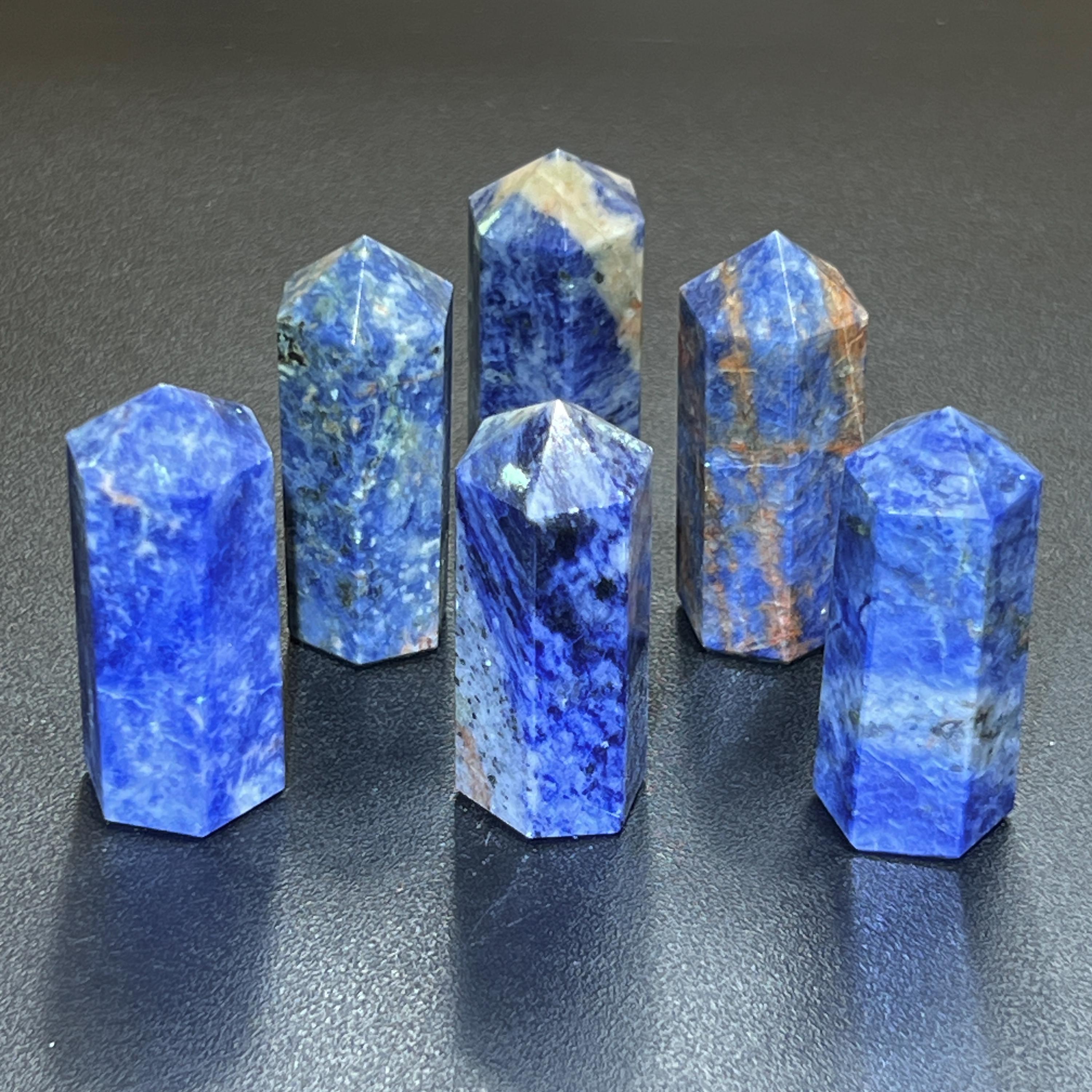 Blue Sodalite Crystal Point Tower Obelisk Carving