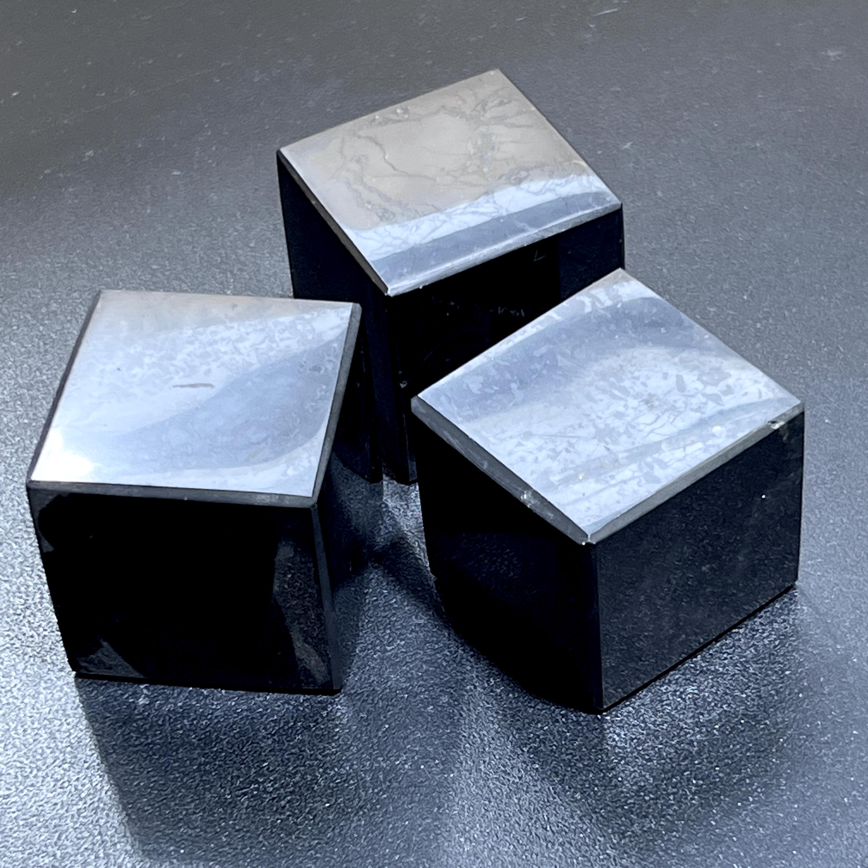 Black Shungite Cube Carving (Type-2) From Karelia Russia
