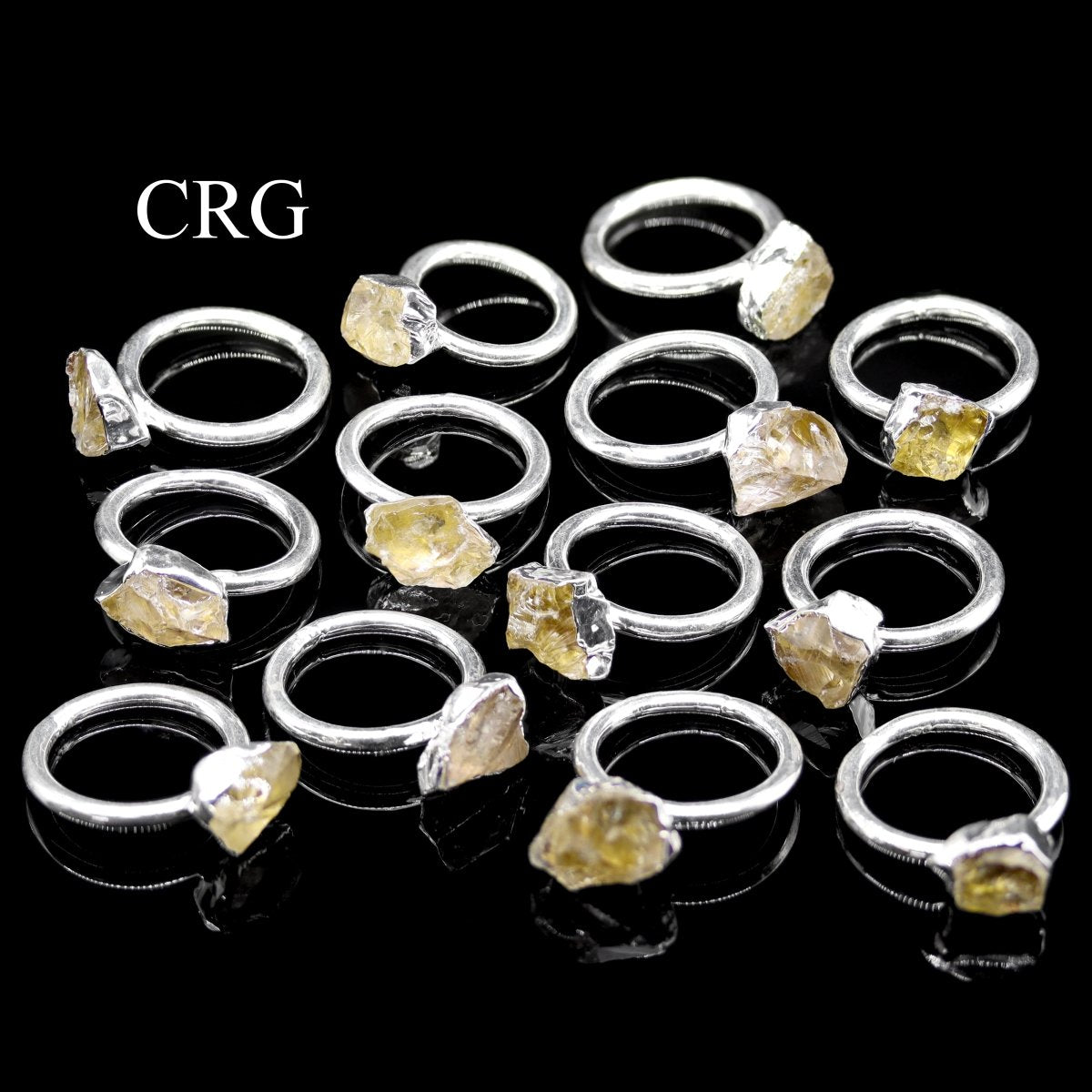 Smoky Citrine Silver Plated Gemstone Rings (Mixed Sizes) (5 Pieces)