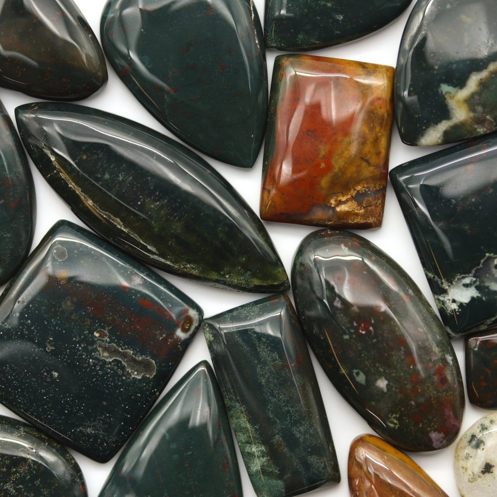 50 GRAM LOT - Fancy Indian Bloodstone Cabochons / Mixed Sizes