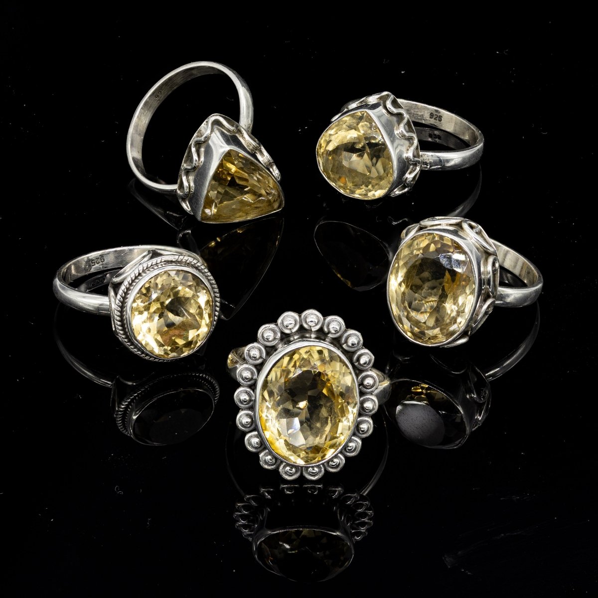 50 Gram Lot - CITRINE Sterling Silver 925 Gemstone Rings Wholesale