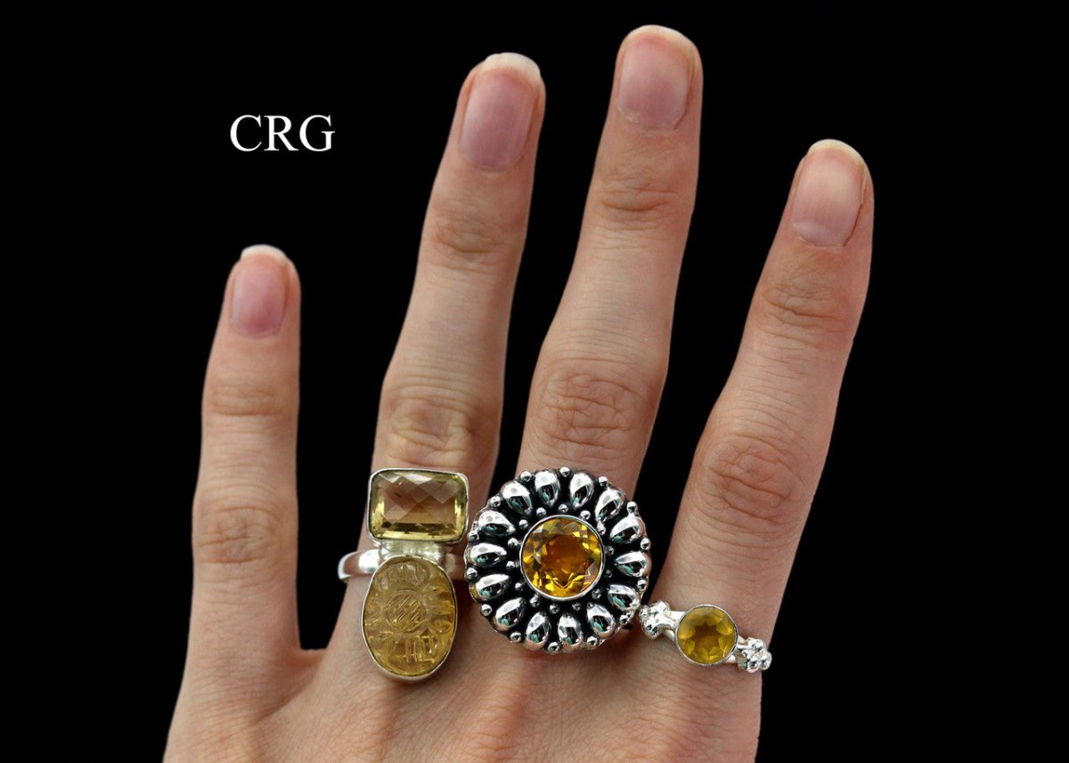 50 Gram Lot - CITRINE Sterling Silver 925 Gemstone Rings Wholesale