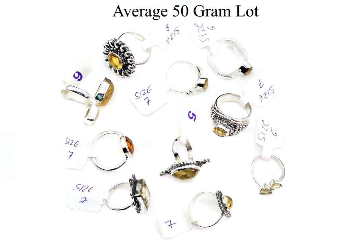 50 Gram Lot - CITRINE Sterling Silver 925 Gemstone Rings Wholesale