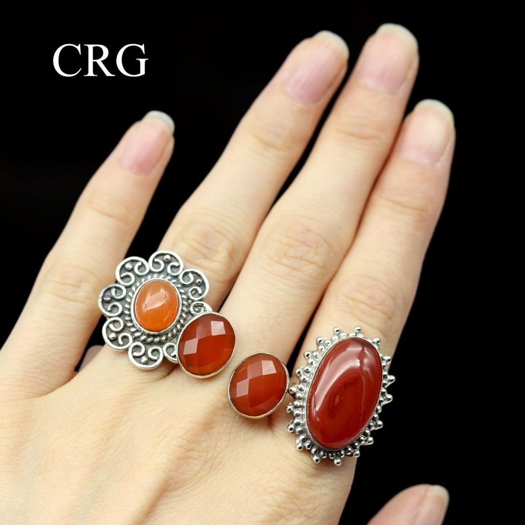 50 Gram Lot - Carnelian Sterling Silver 925 Gemstone Rings Wholesale