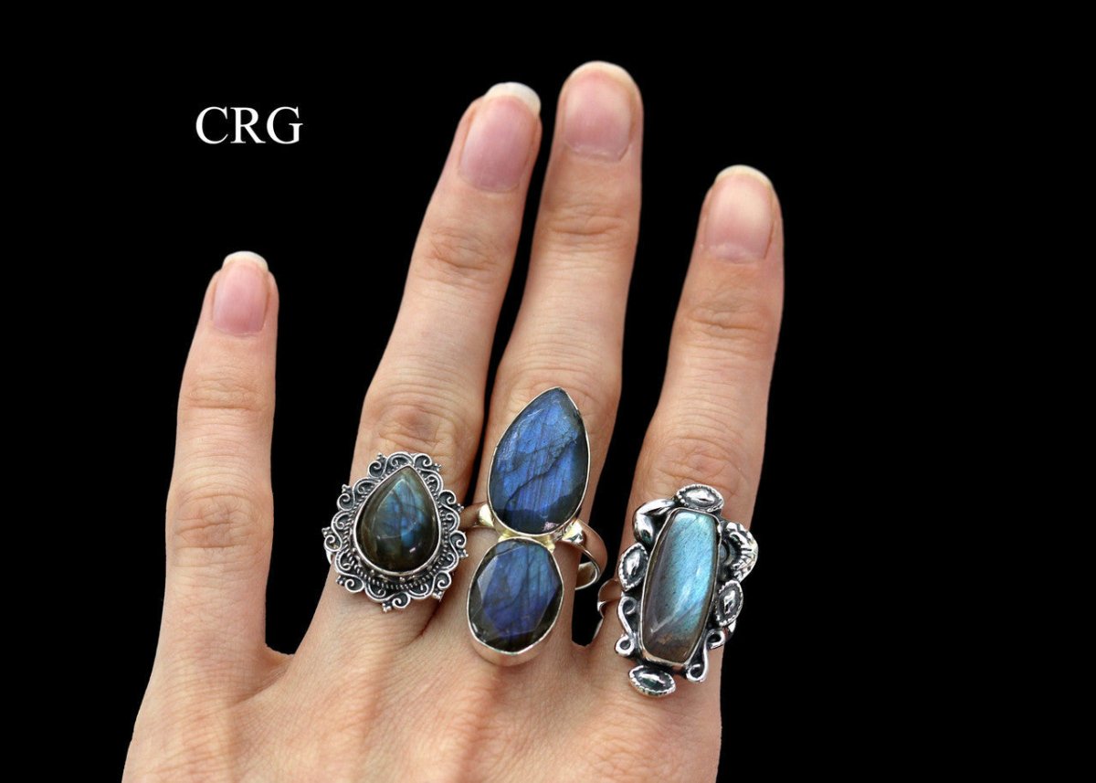 50 Gram Lot - Labradorite Sterling Silver 925 Gemstone Rings Wholesale
