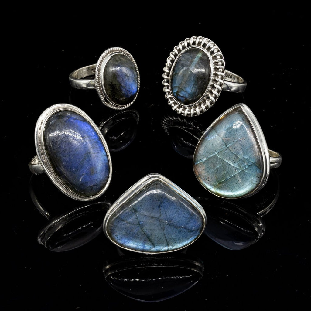 50 Gram Lot - Labradorite Sterling Silver 925 Gemstone Rings Wholesale