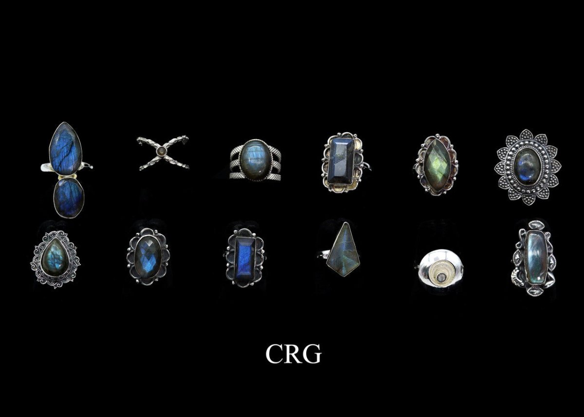 50 Gram Lot - Labradorite Sterling Silver 925 Gemstone Rings Wholesale