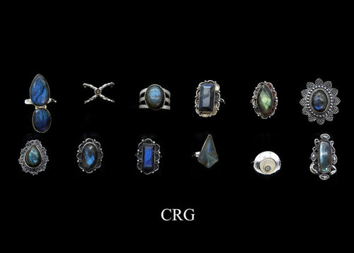 50 Gram Lot - Labradorite Sterling Silver 925 Gemstone Rings Wholesale