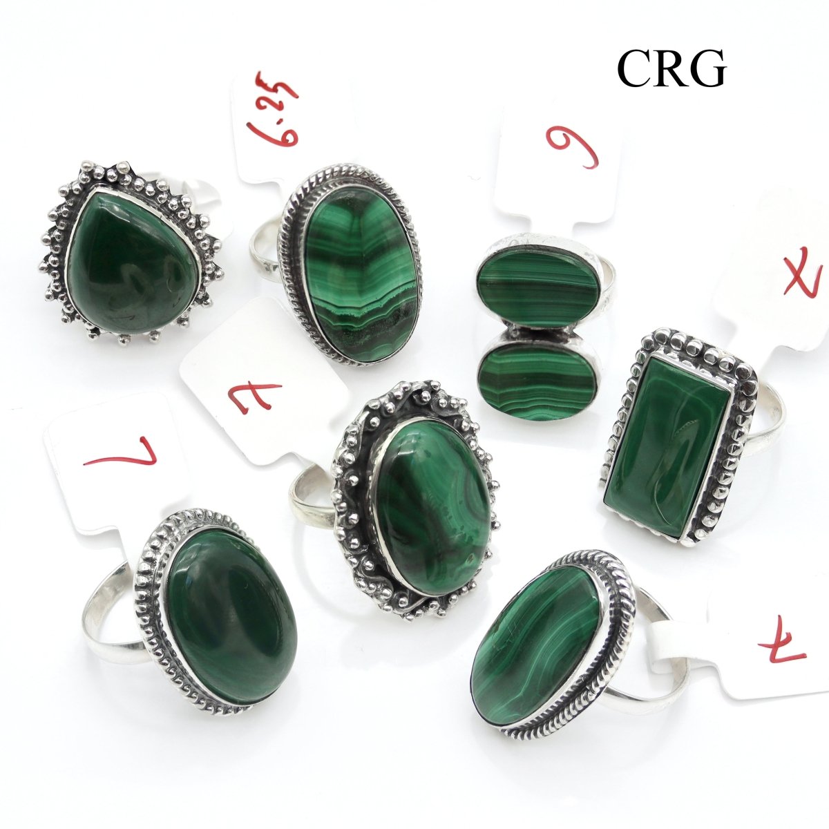 50 Gram Lot - Malachite Sterling Silver 925 Gemstone Rings Wholesale