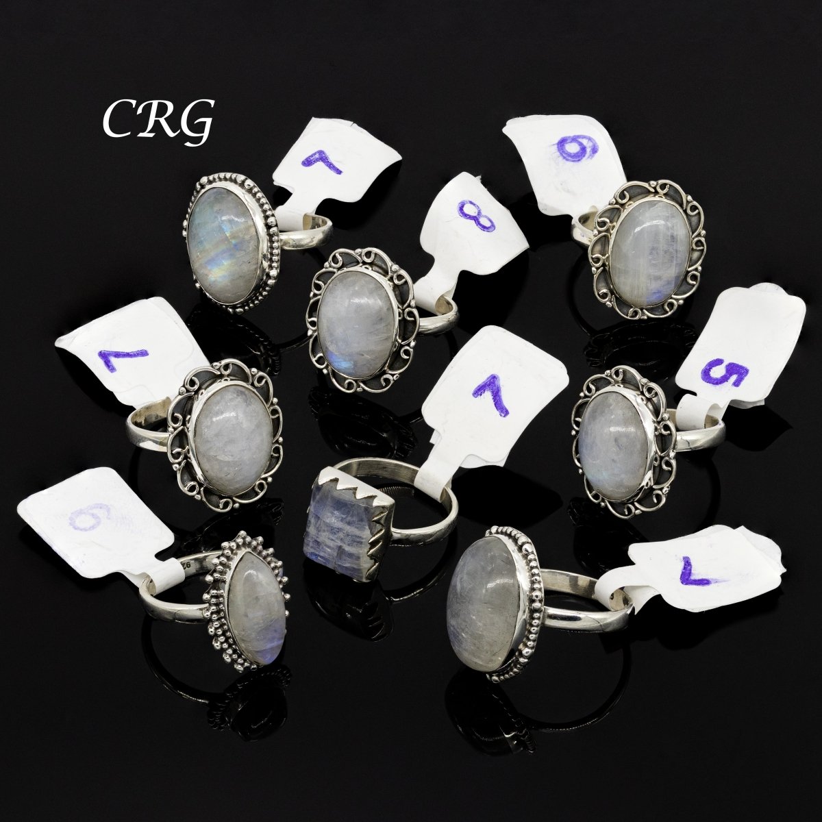 50 Gram Lot - RAINBOW MOONSTONE Sterling Silver 925 Gemstone Rings Wholesale