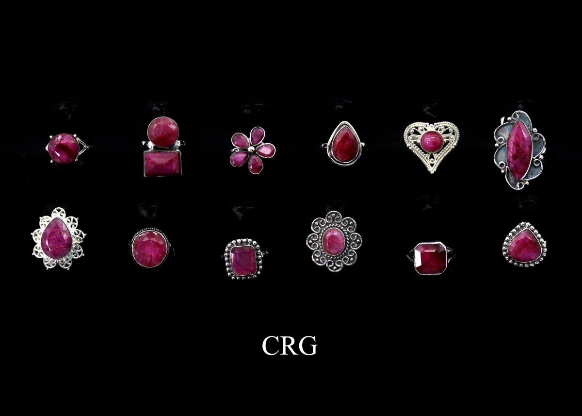 50 Gram Lot - RUBY Sterling Silver 925 Gemstone Rings Wholesale