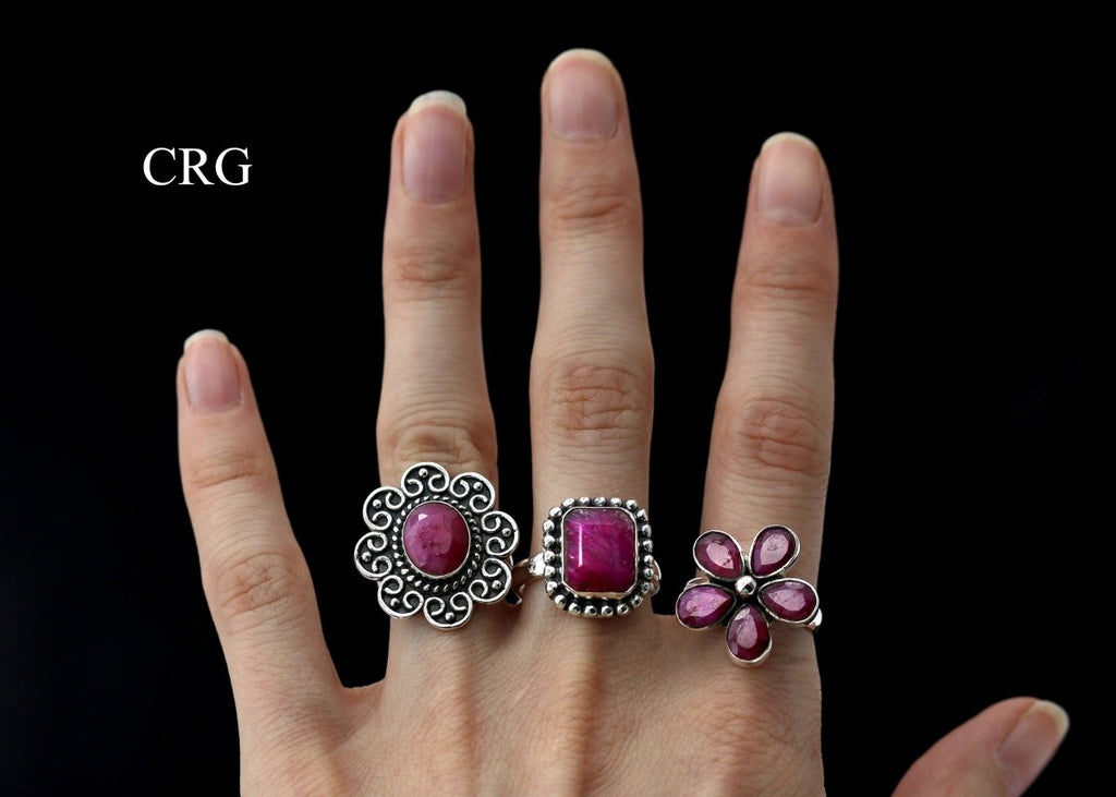 50 Gram Lot - RUBY Sterling Silver 925 Gemstone Rings Wholesale