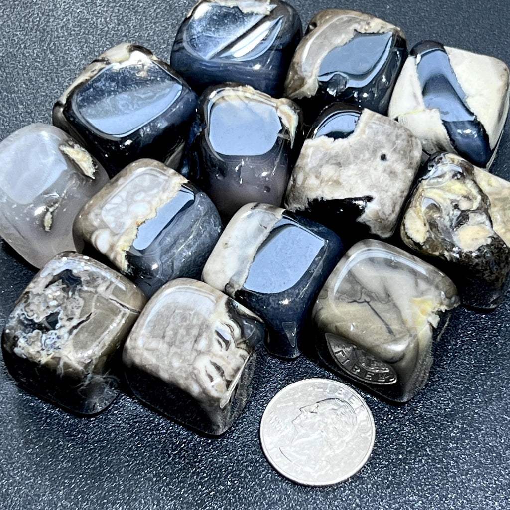Volcanic Agate Tumbled (UV Reactive)(By The Piece Or Pound) Bulk Wholesale Supply