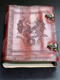 Papyrus Red Dragon Embossed Leather Bound 300 Page Sketchbook Notebook Carving
