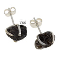 6 mm Raw Smoky Quartz Stud Earrings Silver (INJD)