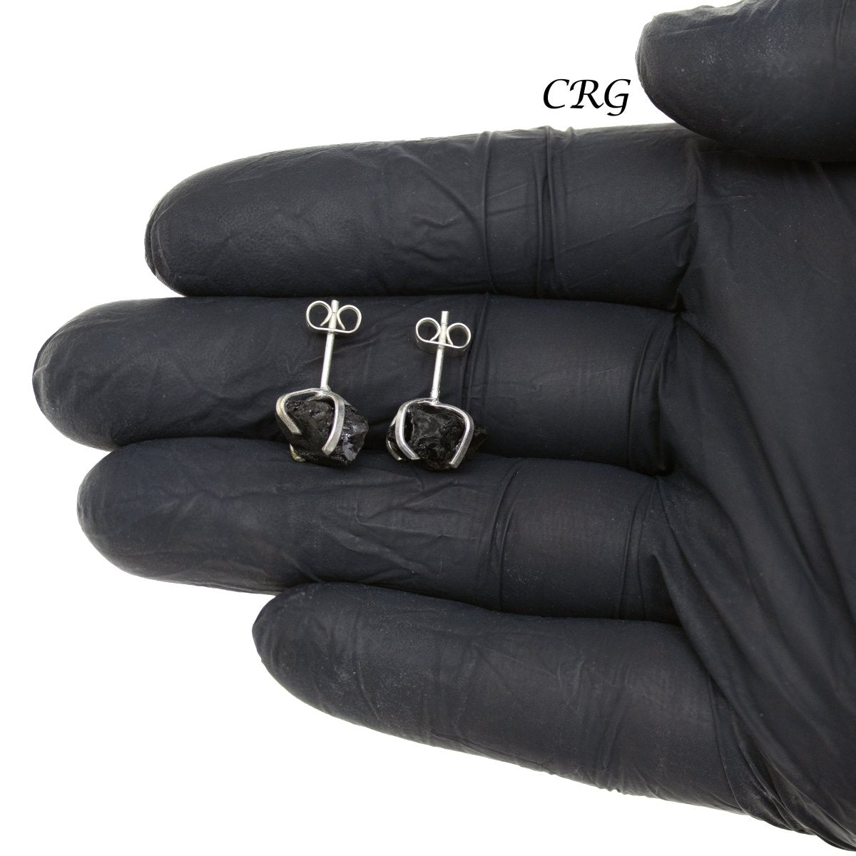 6 mm Raw Smoky Quartz Stud Earrings Silver (INJD)