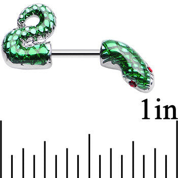 16G 1/4 Green Slithering Snake Double Helix Cartilage Earring