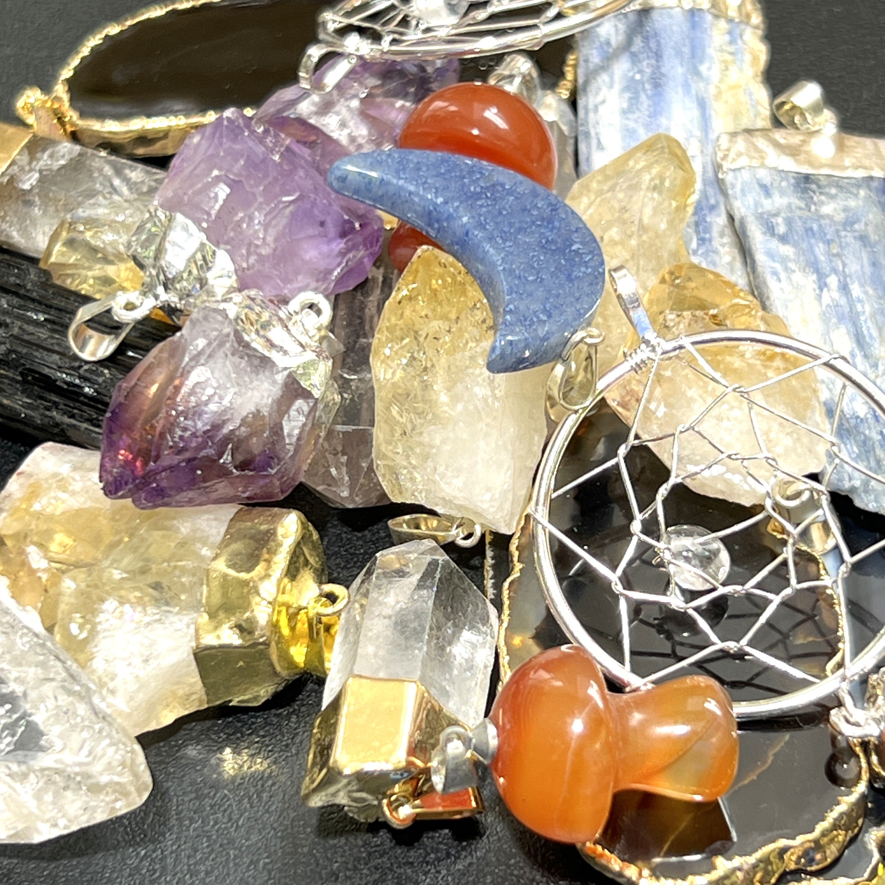 Clearance Sale Assorted Crystal Pendant Mystery Mix (10 pcs) Gift Set Wholesale Gemstone Jewelry Necklace