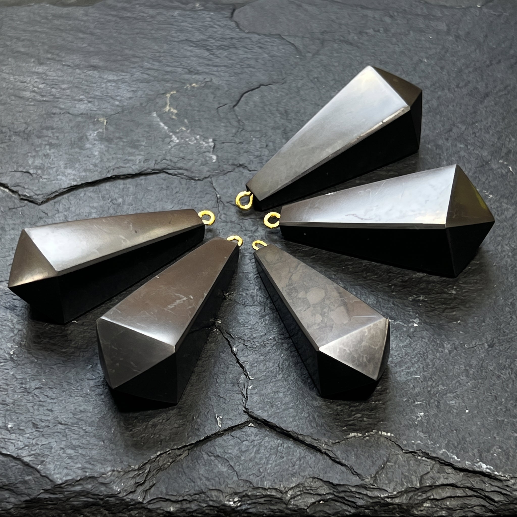 Black Shungite Pendulum Crystal Point Pendant