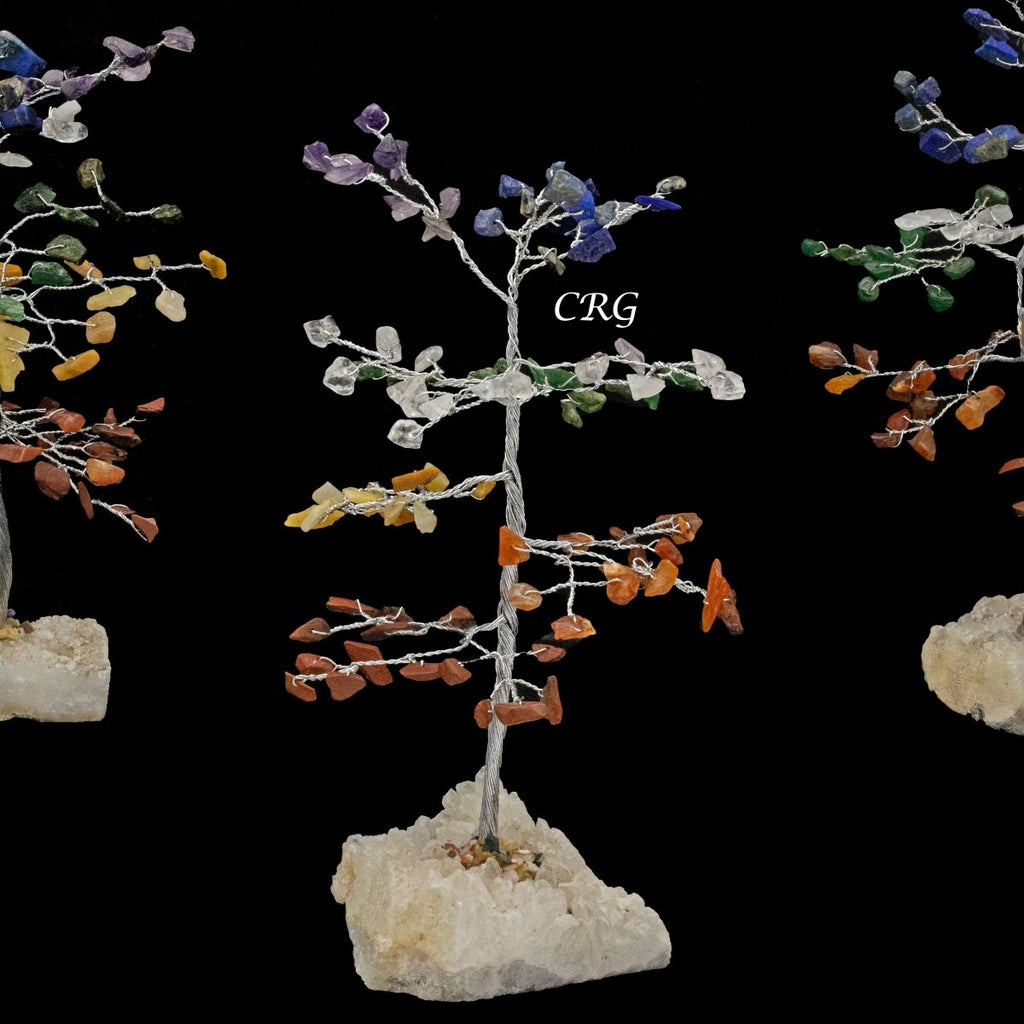 7 Stone 100 Chip Tree with Cluster Base and Silver Wire 6 Inches (1 Piece)