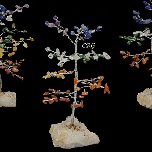 7 Stone 100 Chip Tree with Cluster Base and Silver Wire 6 Inches (1 Piece)