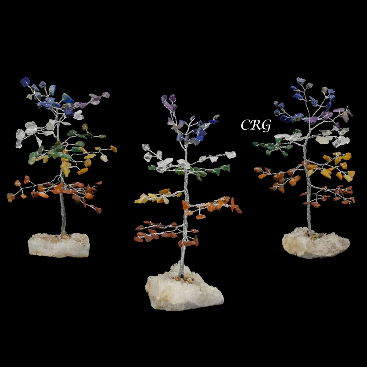 7 Stone 100 Chip Tree with Cluster Base and Silver Wire 6 Inches (1 Piece)