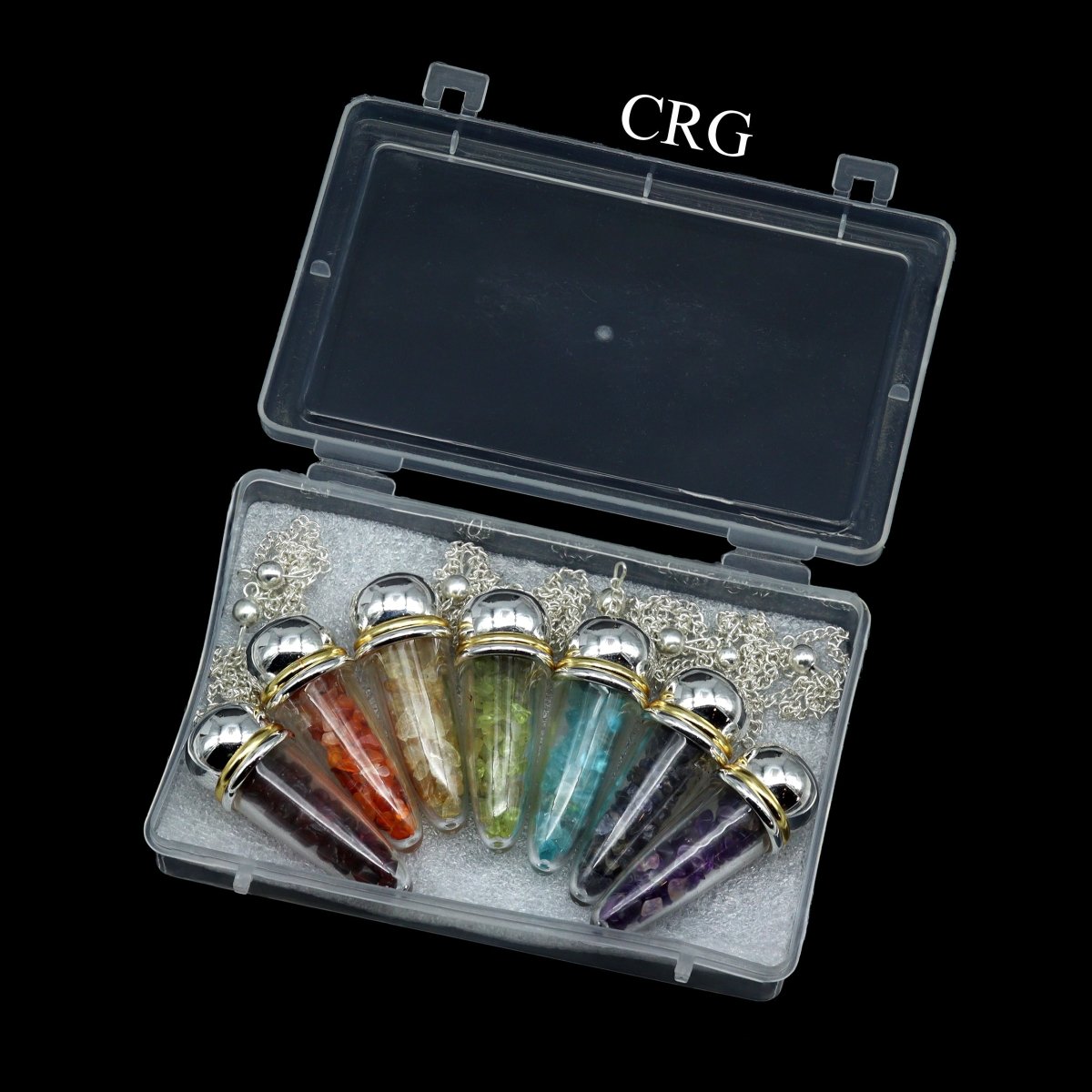 7 Stone Decorative Pendulums (7 Pieces) Size 1.5 Inches Crystal Gemstone Chip Charms
