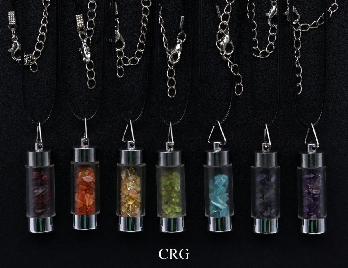 7 Stone Chip Bottle Necklace Set (20 Inches) (7 Pieces)