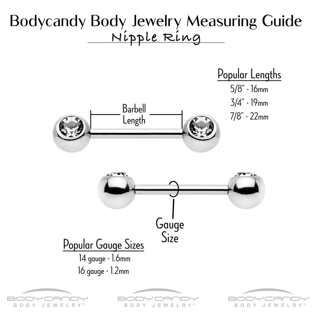 14G 9/16 Clear Black CZ Gem Sexy Snakes Barbell Nipple Ring Set