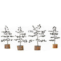 Black Tourmaline 100 Chip Tree with Wood Base and Silver Wire (4 Pieces) Size 6 Inches Gemstone Tree
