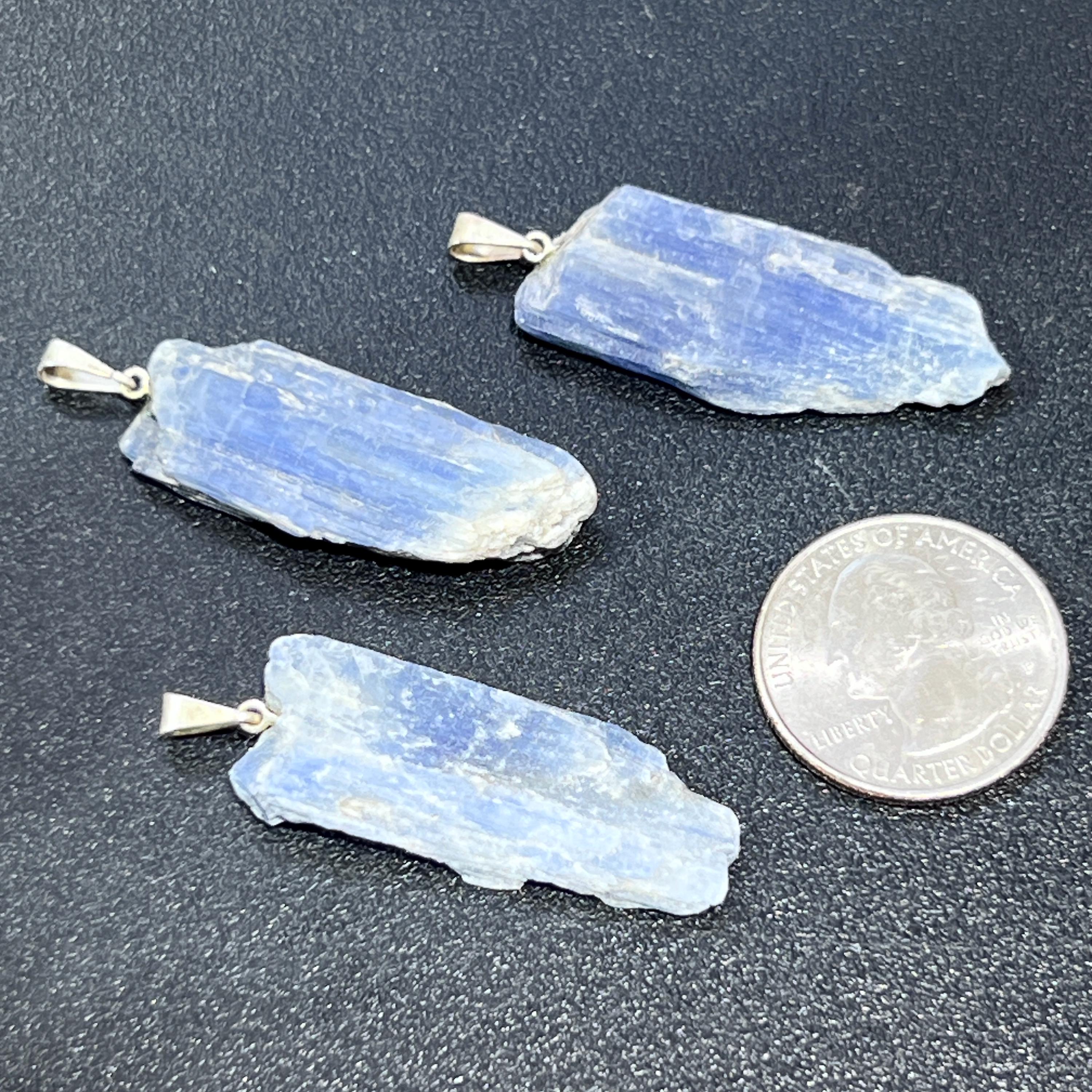 Kyanite Crystal Point Pendant (Silver Plated Bail)