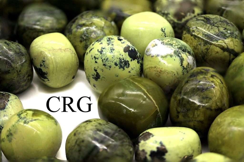 8 OZ LOT - Peru Green Serpentine Tumbled / 25-35 MM AVG