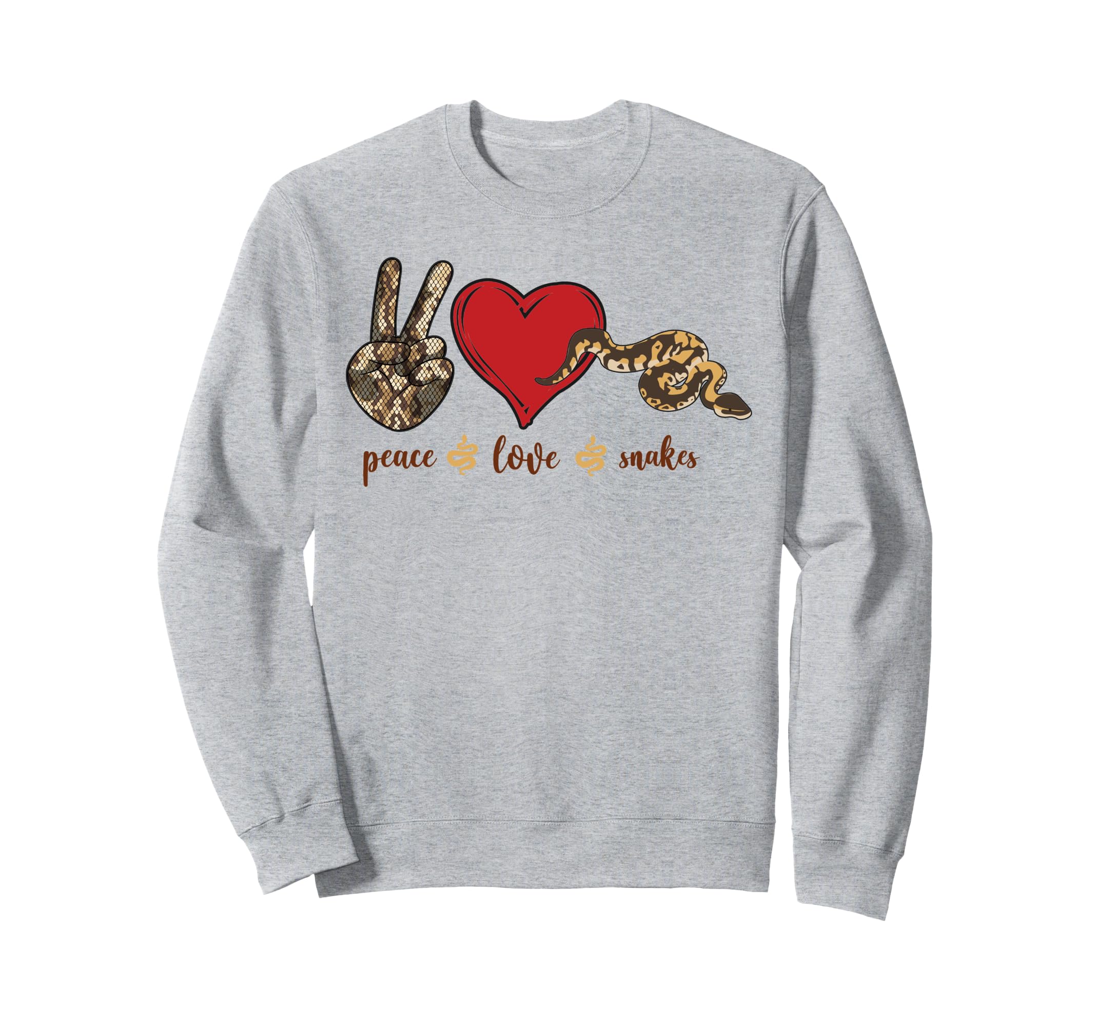Snake Serpent Peace Love Snakes Sweatshirt - Graphic Print Unisex