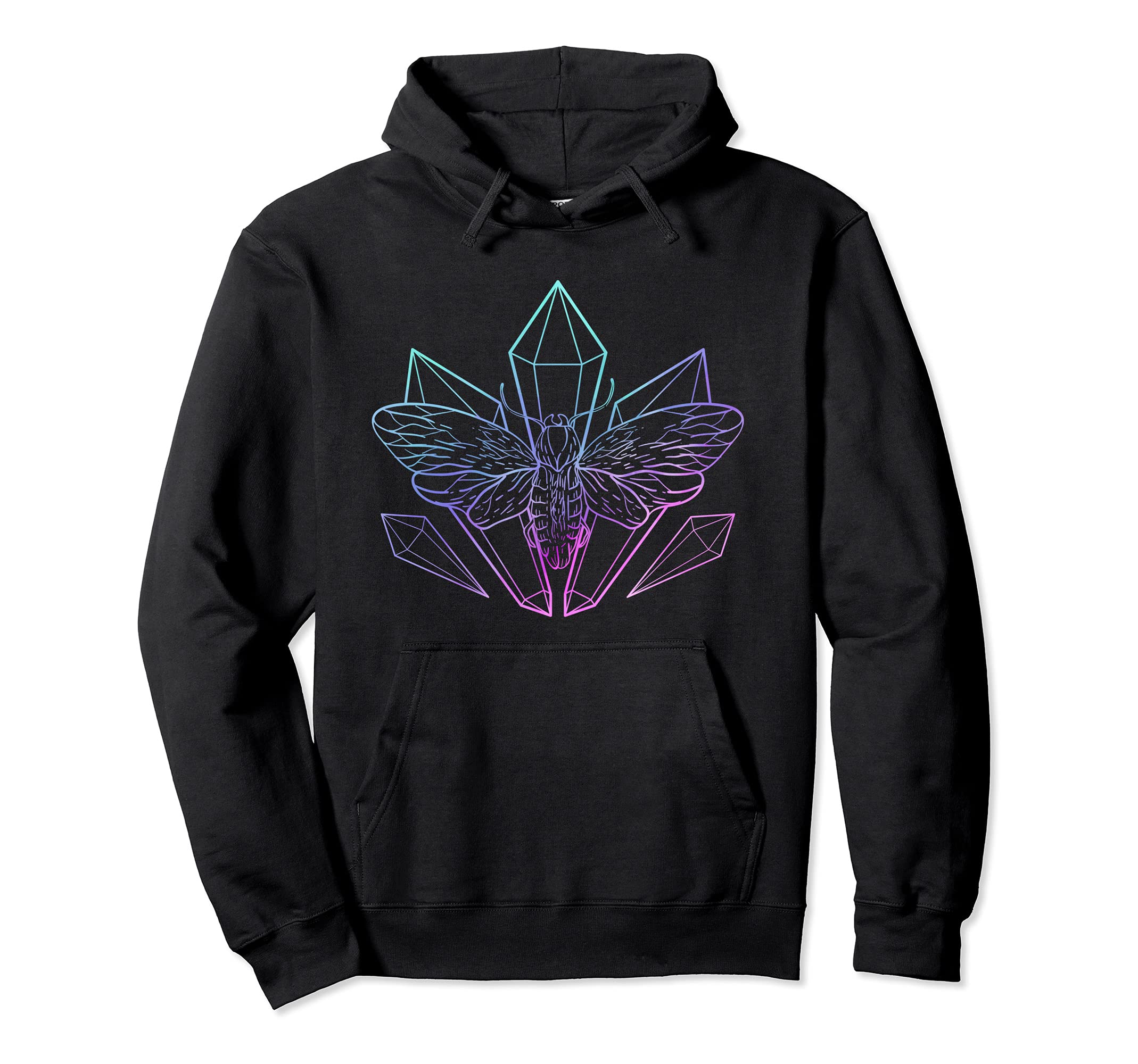 Crystals Otaku Aesthetic Moth Astrology Hoodie - Minimalist Print Unisex
