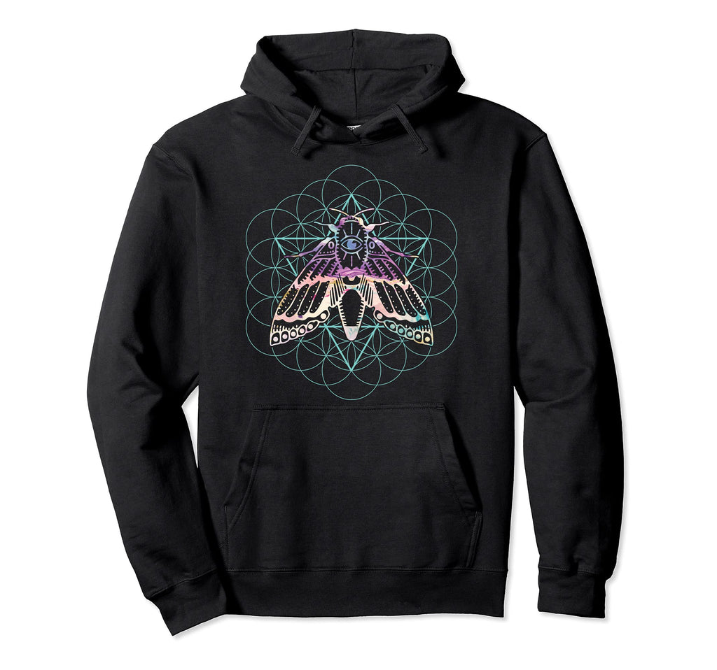 Animal Moth Insect Sacred Geometry Pagan Hoodie - Unique Graphic Men Women