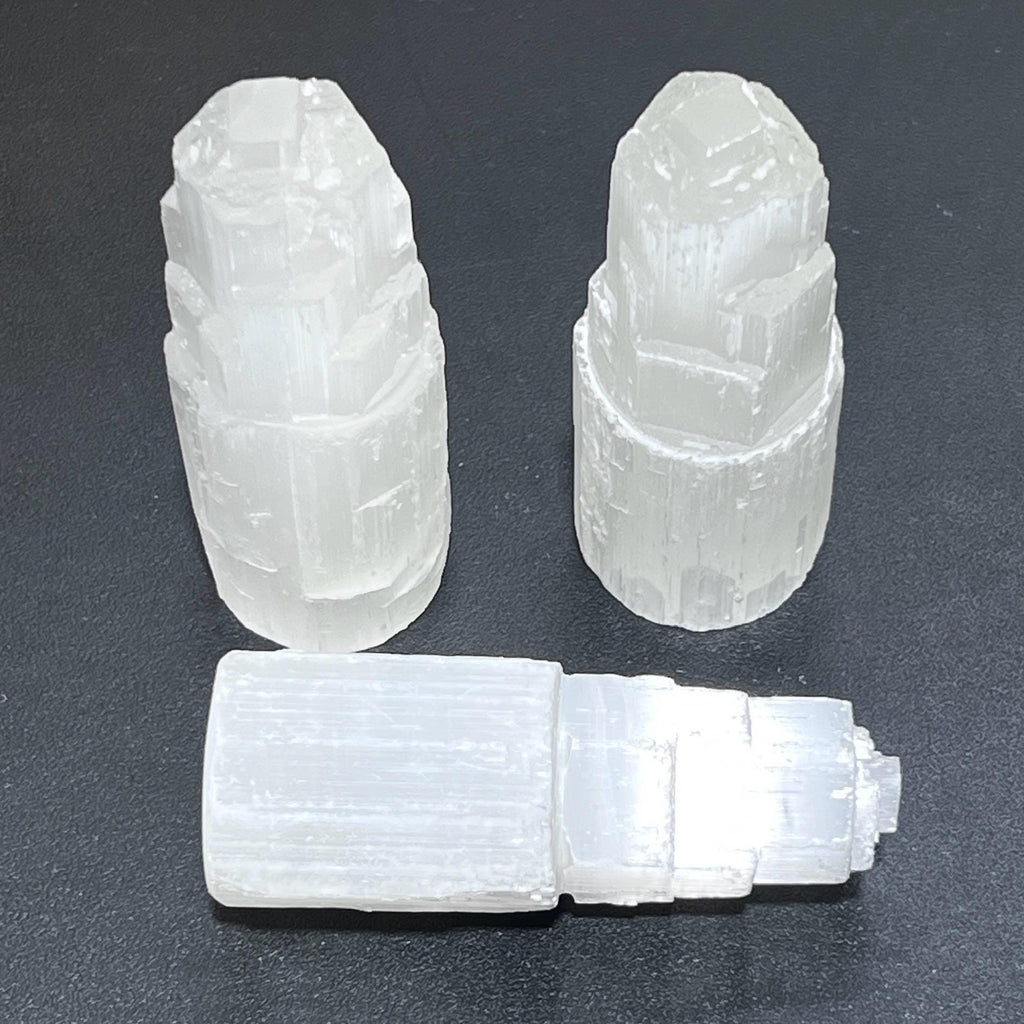 Selenite Satin Spar Crystal Standing Tower Carving (4 Inches)