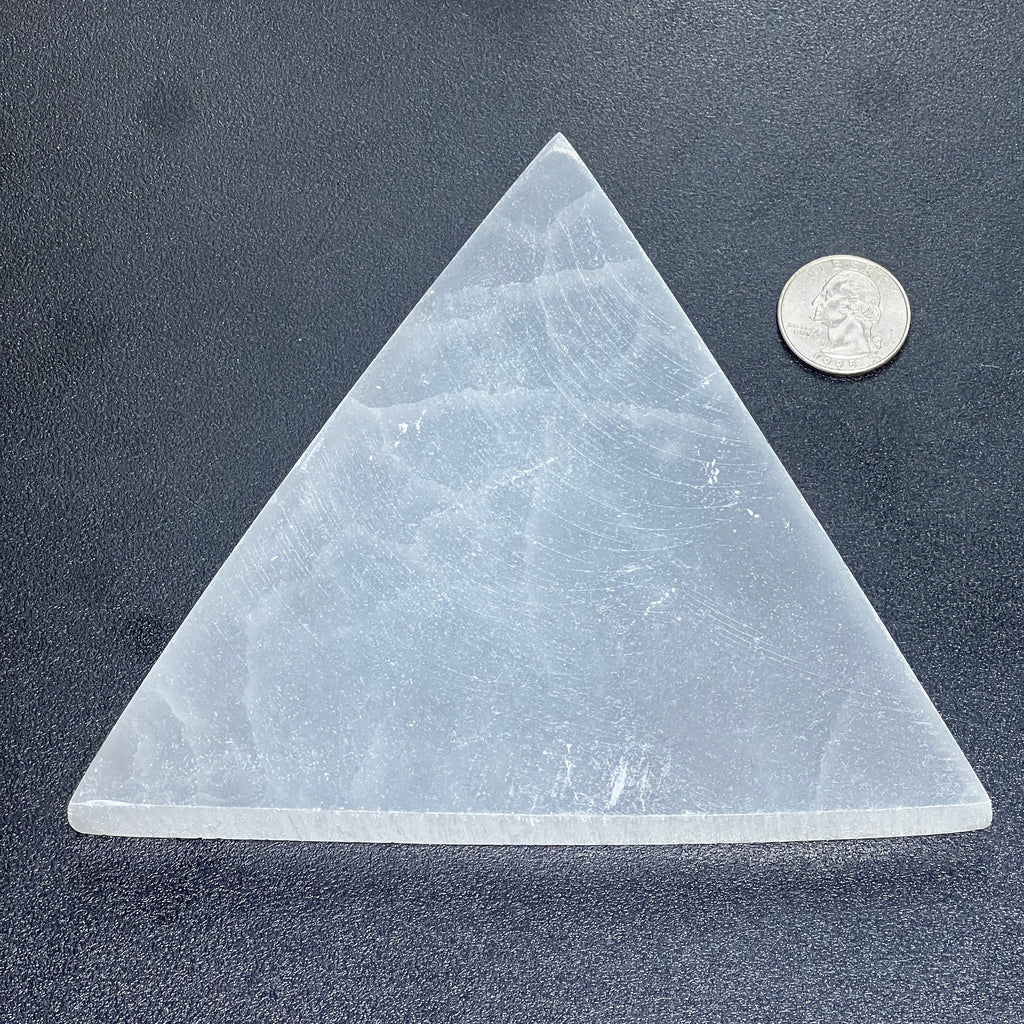 Selenite Satin Spar Crystal Triangle Plate Carving (6 inch)