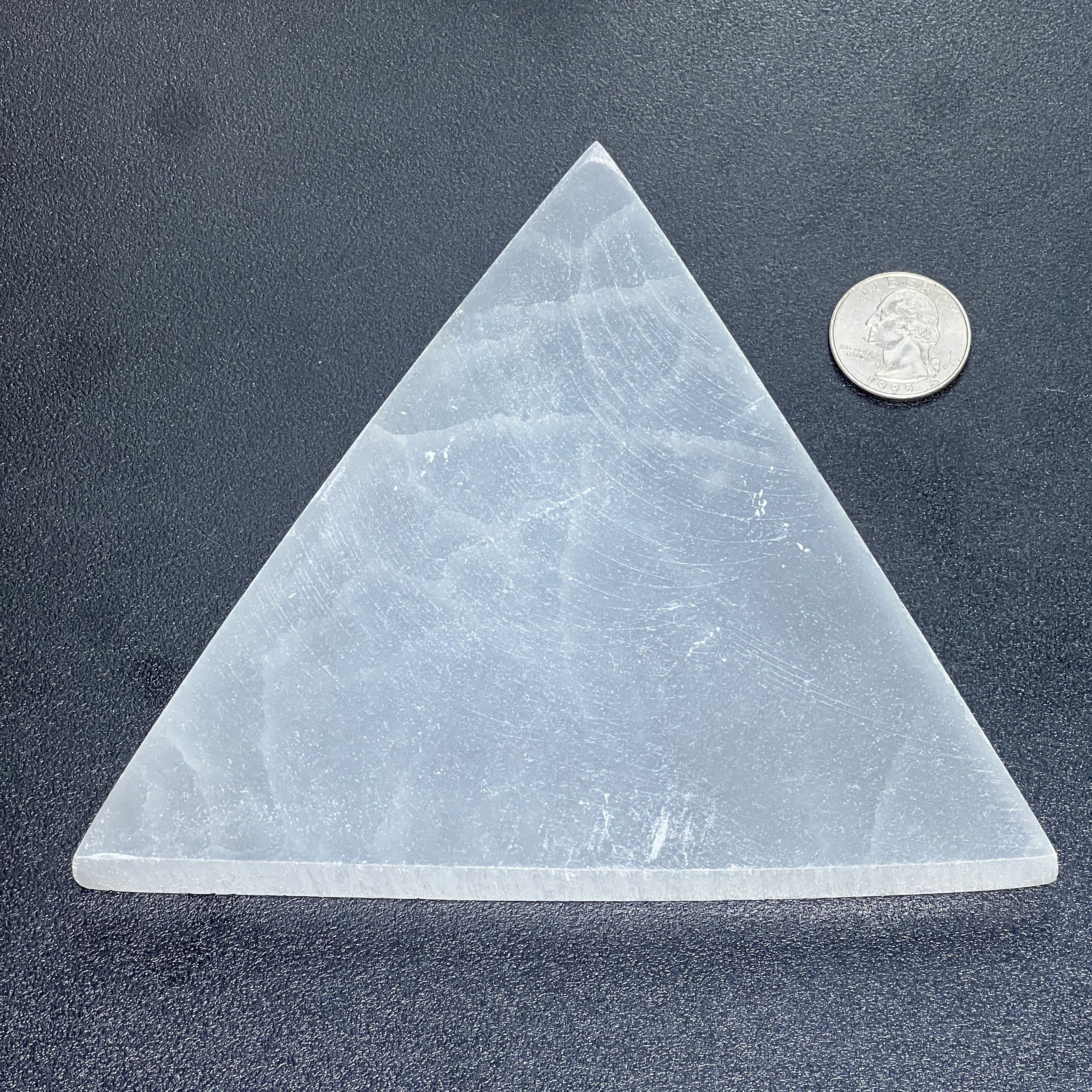 Selenite Satin Spar Crystal Triangle Plate Carving (6 inch)