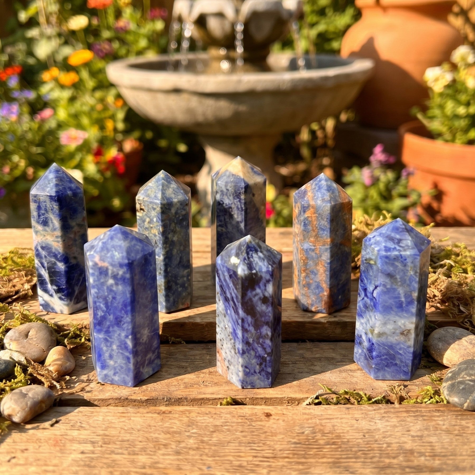 Blue Sodalite Crystal Point Tower Obelisk Carving